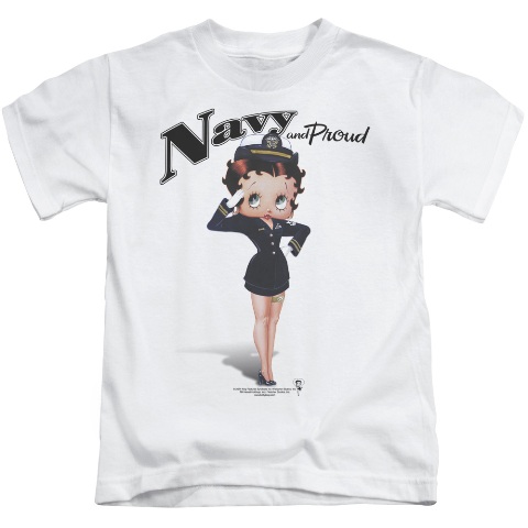 Boop-Navy Boop - Short Sleeve Juvenile 18-1 Tee - White- Small 4