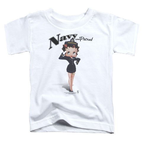 Boop-Navy Boop - Short Sleeve Toddler Tee - White- Medium 3T