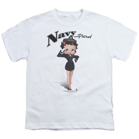 Boop-Navy Boop - Short Sleeve Youth 18-1 Tee - White- Extra Large