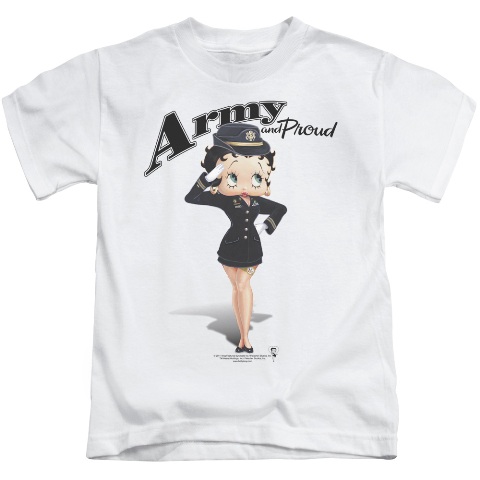 Boop-Army Boop - Short Sleeve Juvenile 18-1 Tee - White- Medium 5-6