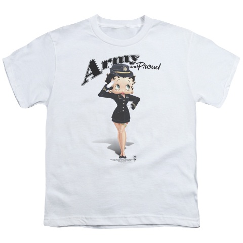 Boop-Army Boop - Short Sleeve Youth 18-1 Tee - White- Small
