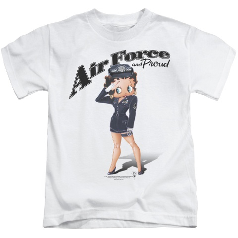 Boop-Air Force Boop - Short Sleeve Juvenile 18-1 Tee - White- Medium 5-6
