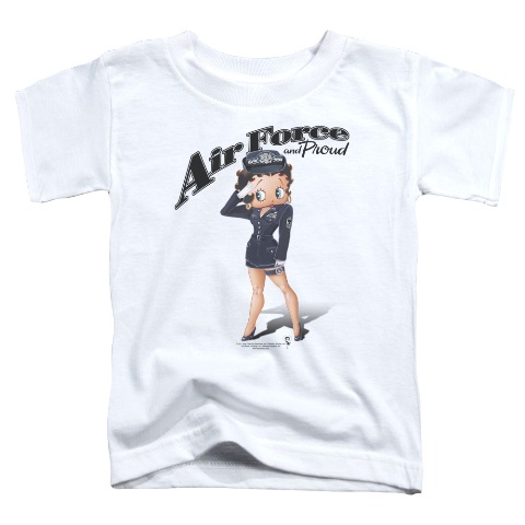 Boop-Air Force Boop - Short Sleeve Toddler Tee - White- Small 2T