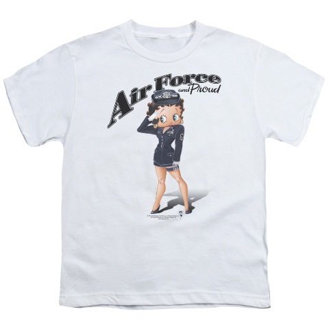 Boop-Air Force Boop - Short Sleeve Youth 18-1 Tee - White- Medium