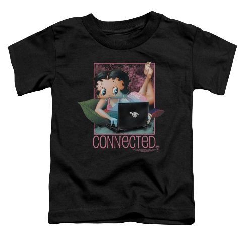 Boop-Connected - Short Sleeve Toddler Tee - Black- Large 4T