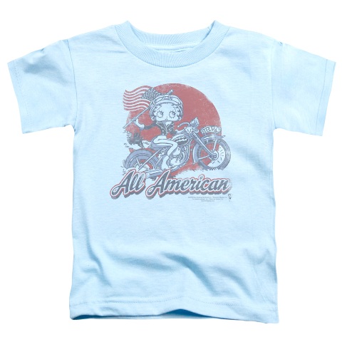 Boop-All American Biker - Short Sleeve Toddler Tee - Light Blue- Large 4T
