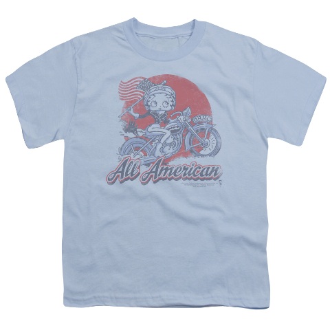 Boop-All American Biker - Short Sleeve Youth 18-1 Tee - Light Blue- Small