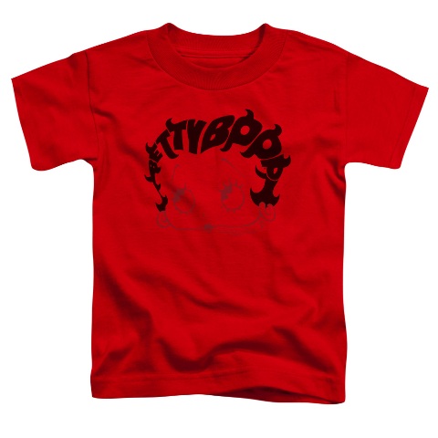 Boop-Word Hair - Short Sleeve Toddler Tee - Red- Medium 3T