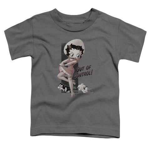 Boop-Out Of Control - Short Sleeve Toddler Tee - Charcoal- Medium 3T