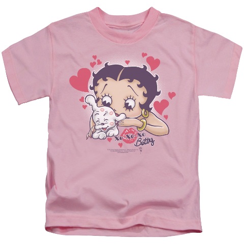 Boop-Puppy Love - Short Sleeve Juvenile 18-1 Tee - Pink- Medium 5-6