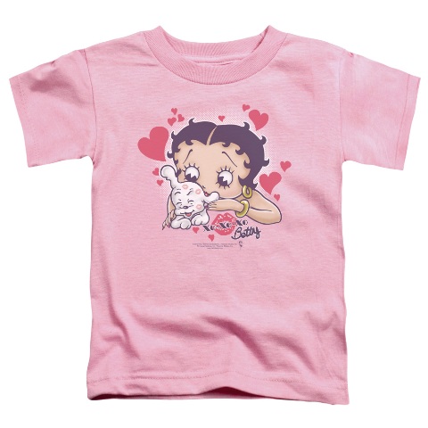 Boop-Puppy Love - Short Sleeve Toddler Tee - Pink- Medium 3T