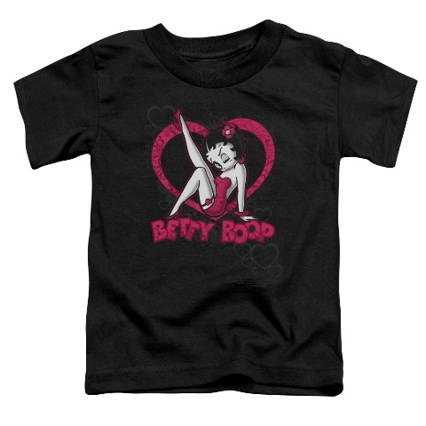Boop-Scrolling Hearts - Short Sleeve Toddler Tee - Black- Medium 3T