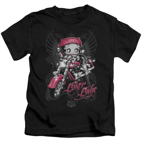Boop-Biker Babe - Short Sleeve Juvenile 18-1 Tee - Black- Medium 5-6