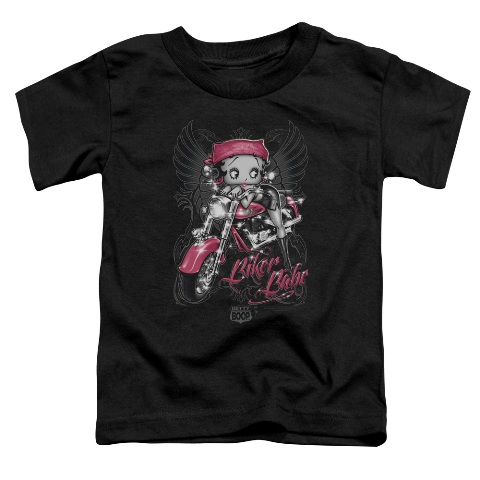 Boop-Biker Babe - Short Sleeve Toddler Tee - Black- Small 2T