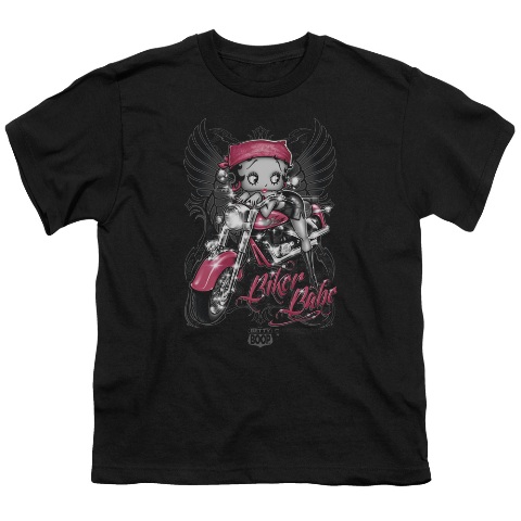 Boop-Biker Babe - Short Sleeve Youth 18-1 Tee - Black- Small