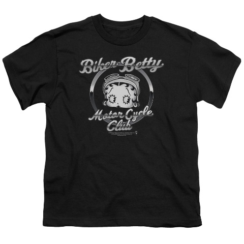 Boop-Chromed Logo - Short Sleeve Youth 18-1 Tee - Black- Medium