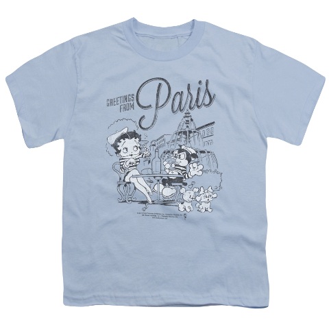 Boop-Greetings From Paris - Short Sleeve Youth 18-1 Tee - Light Blue- Extra Large