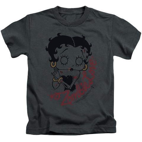 Betty Boop-Classic Zombie - Short Sleeve Juvenile 18-1 Tee - Charcoal- Medium 5-6