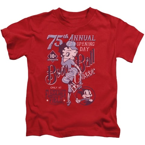 Betty Boop-Boop Ball - Short Sleeve Juvenile 18-1 Tee - Red- Medium 5-6
