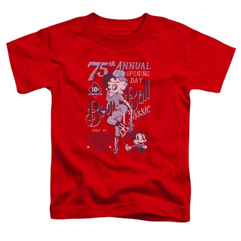 Betty Boop-Boop Ball - Short Sleeve Toddler Tee - Red- Medium 3T