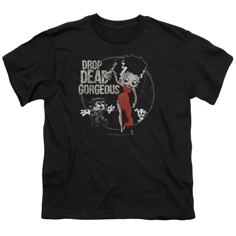 Betty Boop-Drop Dead Gorgeous - Short Sleeve Youth 18-1 Tee - Black- Medium