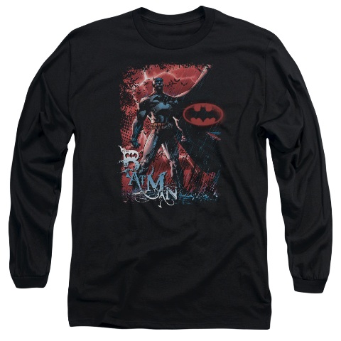 Batman-Gotham Reign - Long Sleeve Adult 18-1 Tee - Black- Medium