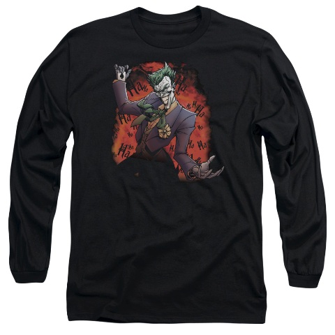 Batman-Jokers Ave - Long Sleeve Adult 18-1 Tee - Black- Large