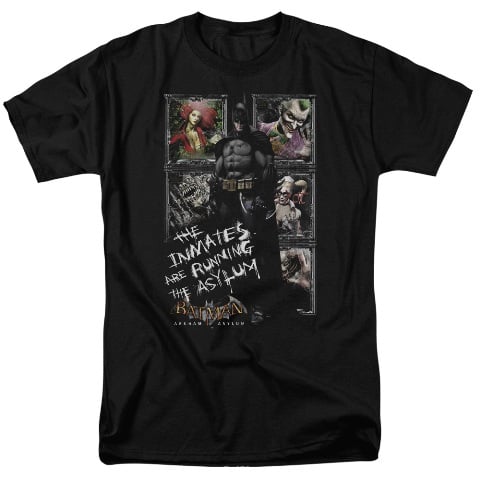 Batman Aa-Running The Asylum - Short Sleeve Adult 18-1 Tee - Black, 4X