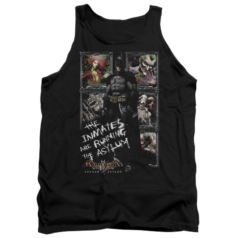 Batman Aa-Running The Asylum - Adult Tank Top - Black- Medium