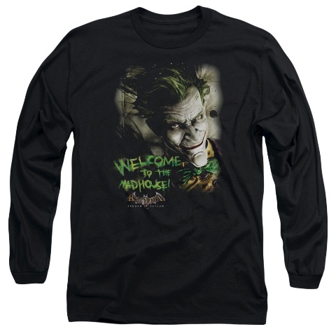 Batman Aa-Welcome To The Madhouse - Long Sleeve Adult 18-1 Tee - Black- Medium