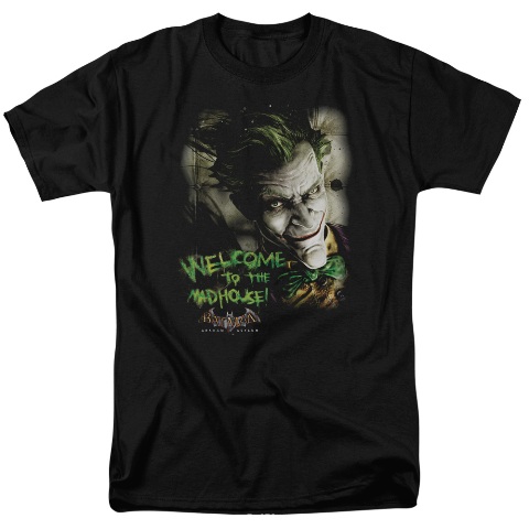 Batman Aa-Welcome To The Madhouse - Short Sleeve Adult 18-1 Tee - Black- 3X