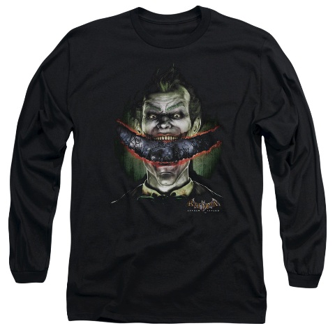 Batman Aa-Crazy Lips - Long Sleeve Adult 18-1 Tee - Black- Extra Large