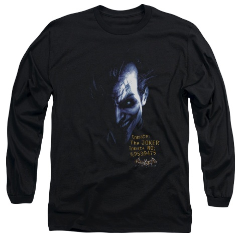 Batman Aa-Arkham Joker - Long Sleeve Adult 18-1 Tee - Black- Large