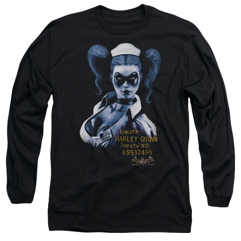 Batman Aa-Arkham Harley Quinn - Long Sleeve Adult 18-1 Tee - Black- Small
