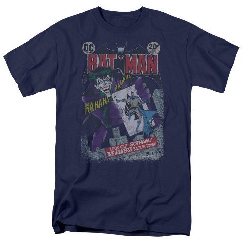 Batman-No. 251 Distressed - Short Sleeve Adult 18-1 Tee - Navy- 2X
