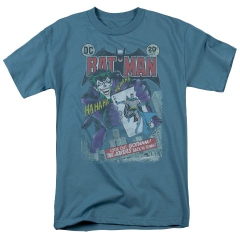 Batman-No. 251 Distressed - Short Sleeve Adult 18-1 Tee - Slate- Medium