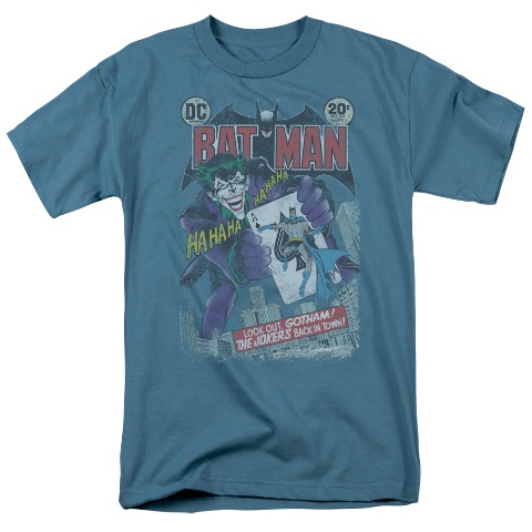 Batman-No. 251 Distressed - Short Sleeve Adult 18-1 Tee - Slate- Large