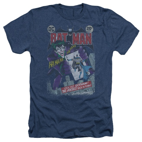 Batman-No. 251 Distressed - Adult Heather Tee - Navy- Medium