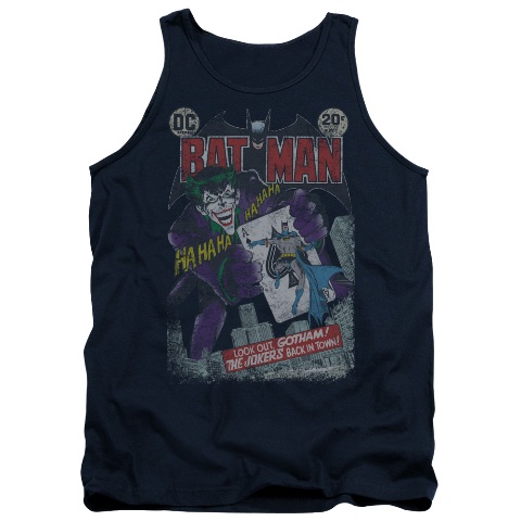 Batman-No. 251 Distressed - Adult Tank Top - Navy- 2X