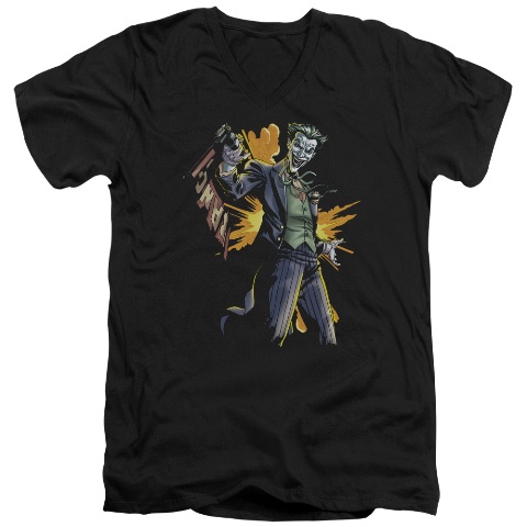 Batman-Joker Bang - Short Sleeve Adult 30-1 Tee - Black- Medium