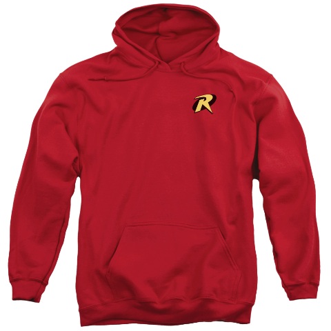 Batman-Robin Logo - Adult Pull-Over Hoodie - Red- Extra Large