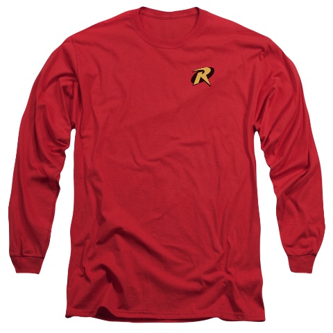 Batman-Robin Logo - Long Sleeve Adult 18-1 Tee - Red- Large