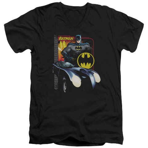 Batman-Bat Racing - Short Sleeve Adult 30-1 Tee - Black- Medium