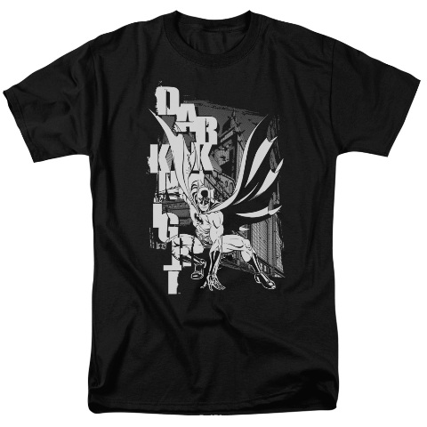 Batman-Vertical Letters - Short Sleeve Adult 18-1 Tee - Black- Small