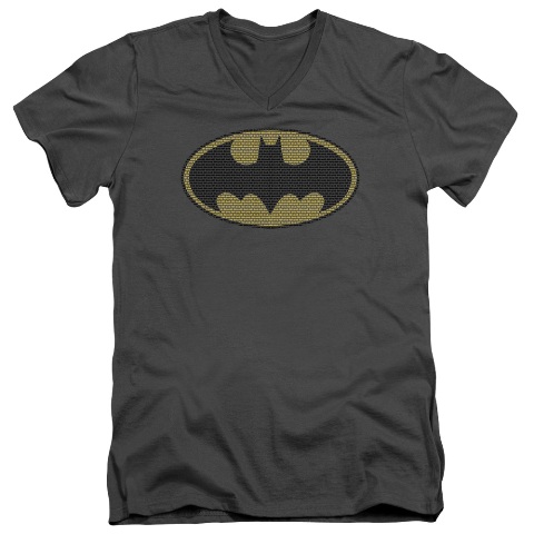 Batman-Little Logos - Short Sleeve Adult 30-1 Tee - Charcoal, Medium