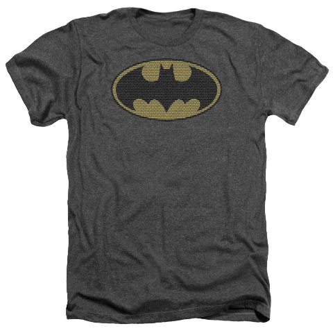 Batman-Little Logos - Adult Heather Tee - Charcoal- Extra Large