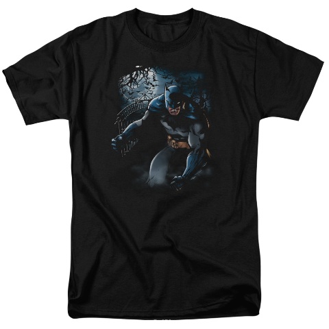 Batman-Light Of The Moon - Short Sleeve Adult 18-1 Tee - Black- Extra Large