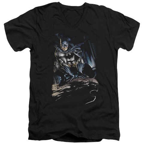 Batman-Perched - Short Sleeve Adult 30-1 Tee - Black, Small