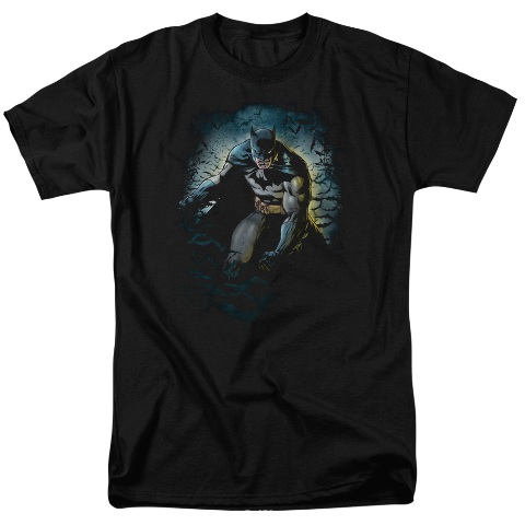 Batman-Bat Cave - Short Sleeve Adult 18-1 Tee - Black- Medium