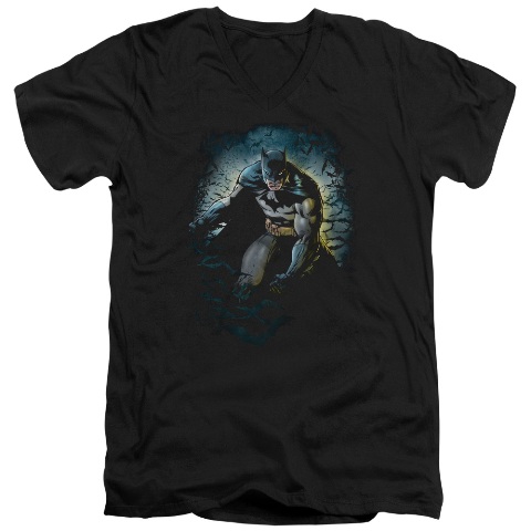 Batman-Bat Cave - Short Sleeve Adult 30-1 Tee - Black- 2X